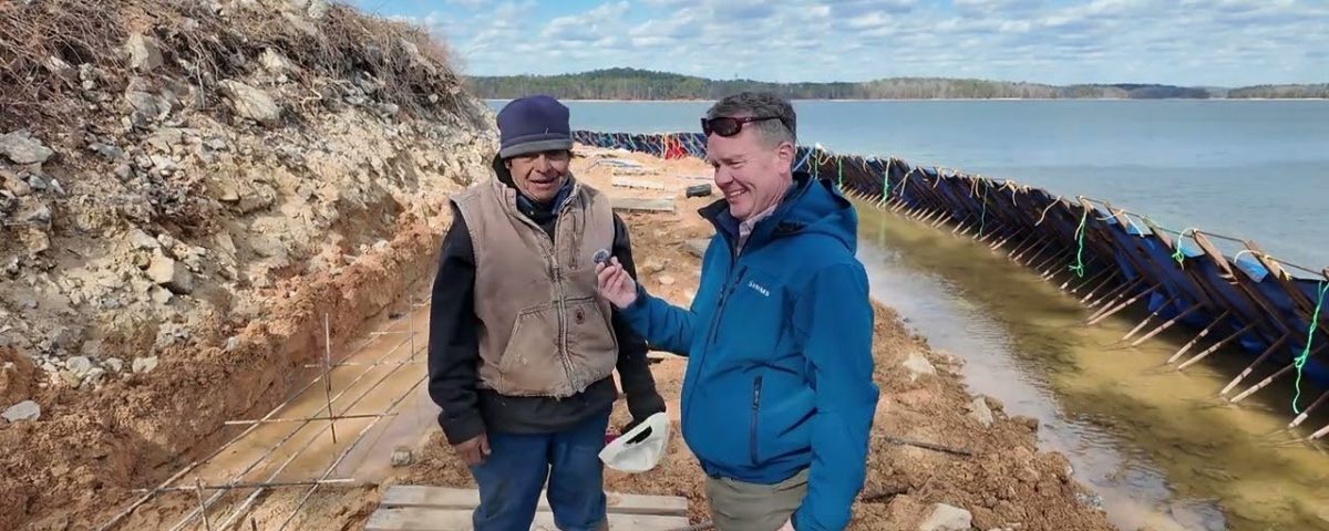 Cofferdam seawall on lake martin