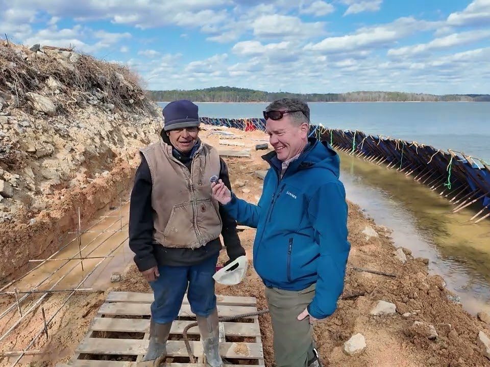 Cofferdam seawall on lake martin