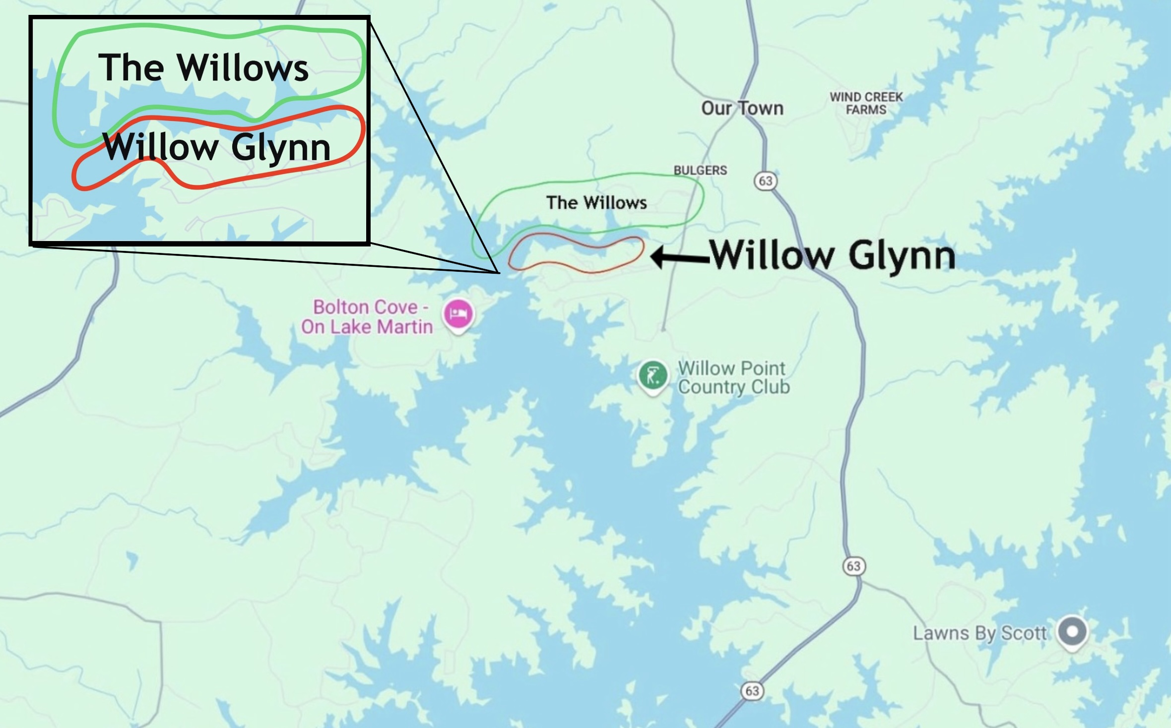 Willow Glynn map