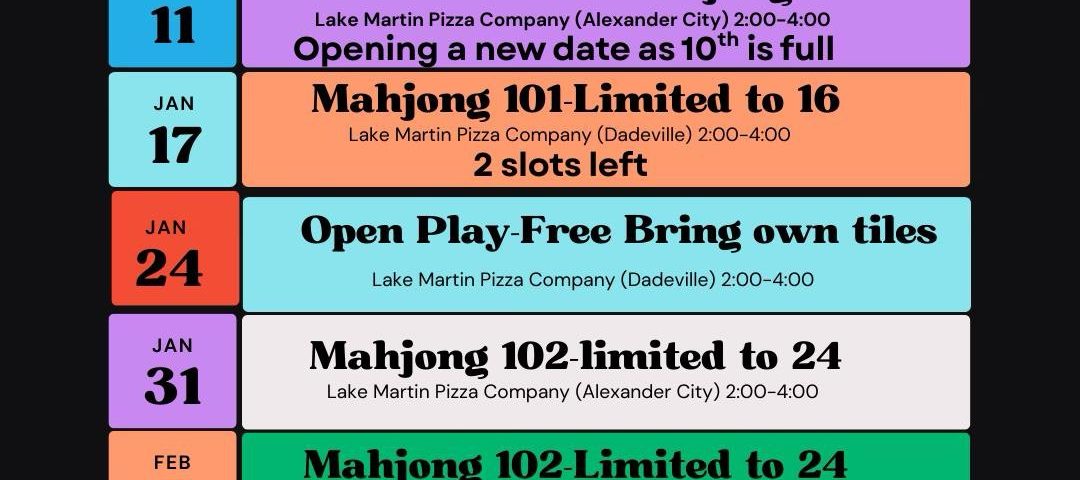 Mahjong and Pizza on Lake Martin